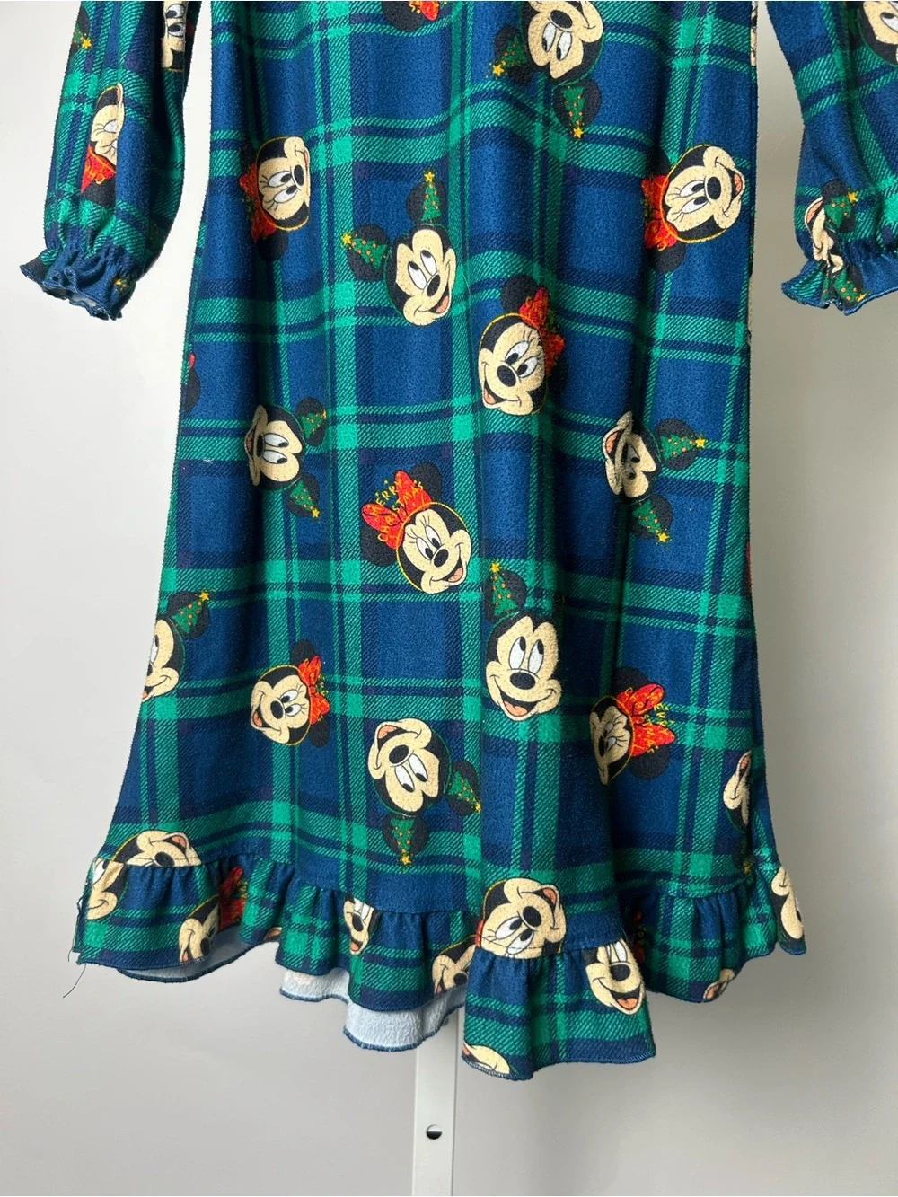 Disney Blue and Green Plaid Minnie Mouse Nightgown with Lace Yoke - Picture 7 of 7
